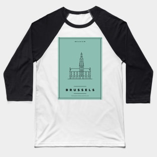 Brussels Minimal Poster Baseball T-Shirt